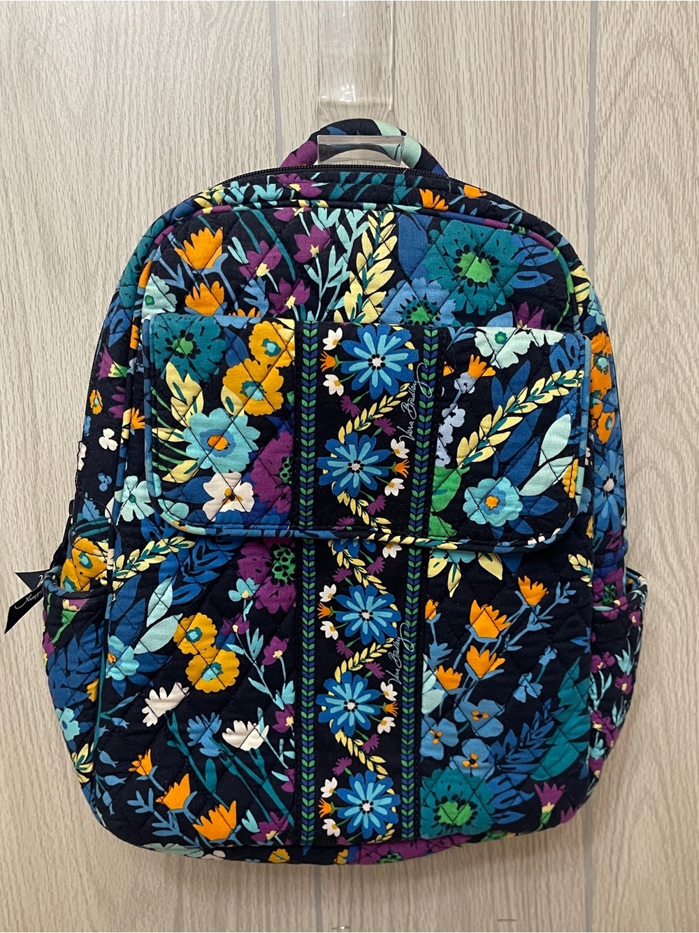 Vera Bradley Retired Chandelier Floral Iconic Campus Backpack Navy Blue Floral - Picture 2 of 12